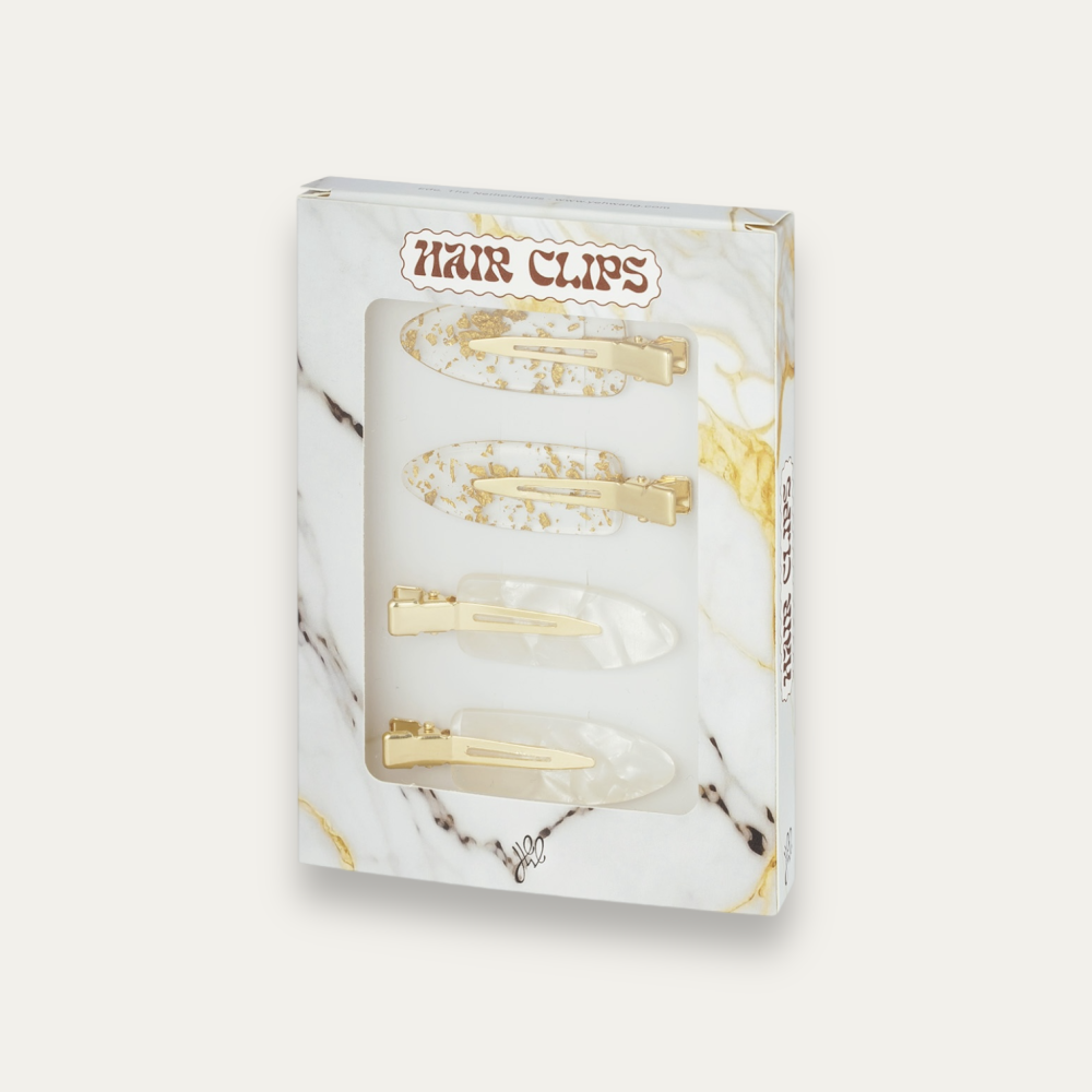 Haarclip - Box White/Gold