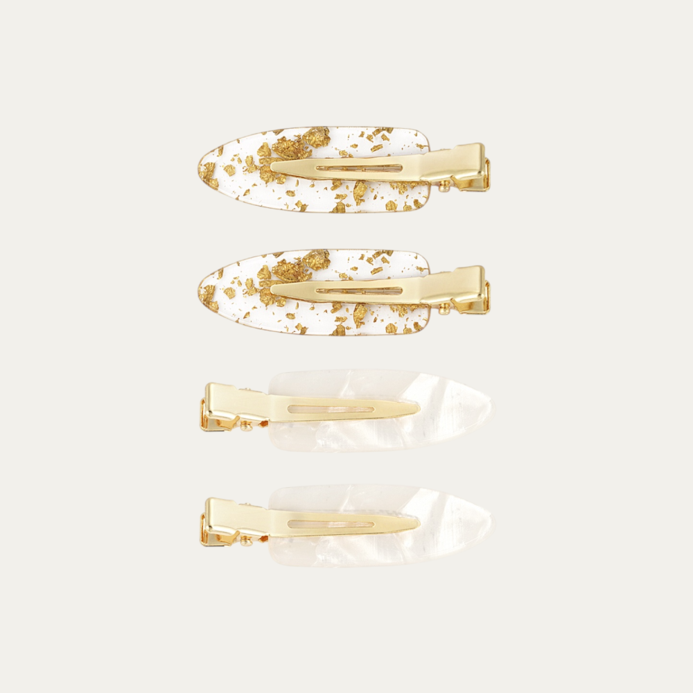 Haarclip - Box White/Gold